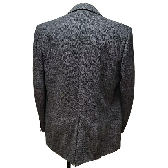 Vtg Bovet Blazer Mens 46R Gray Herringbone Tweed Wool Jacket Sportscoat Corpcore - Picture 3 of 16
